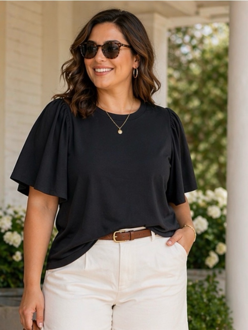 Universal Standard Short Sleeve Blouse‎ Black Size Small